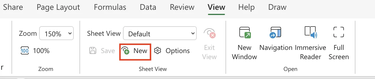 Excel View Tab