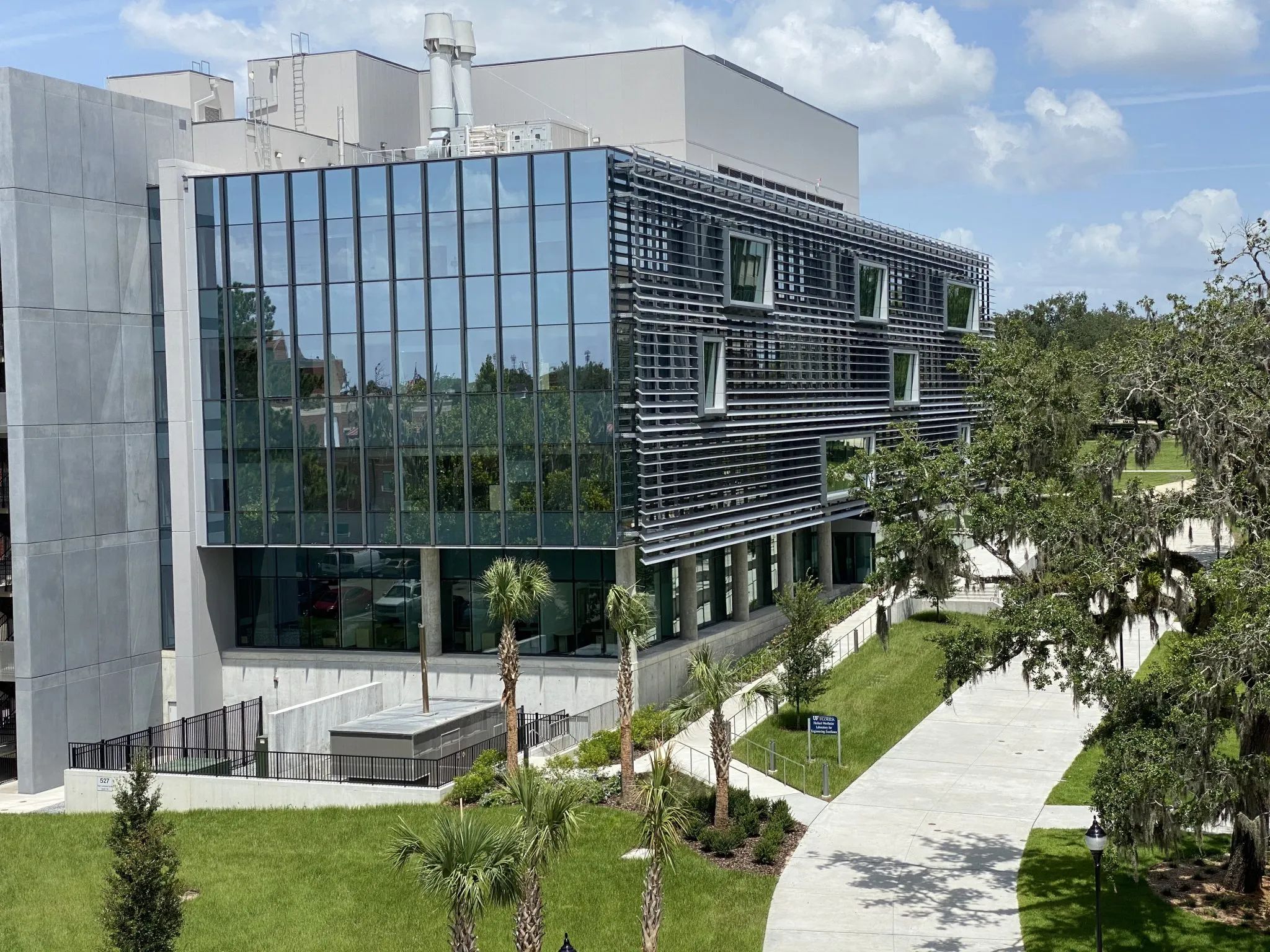 Exterior view of the Herbert Wertheim Laboratory for Engineering Excellence showcasing its modern design.