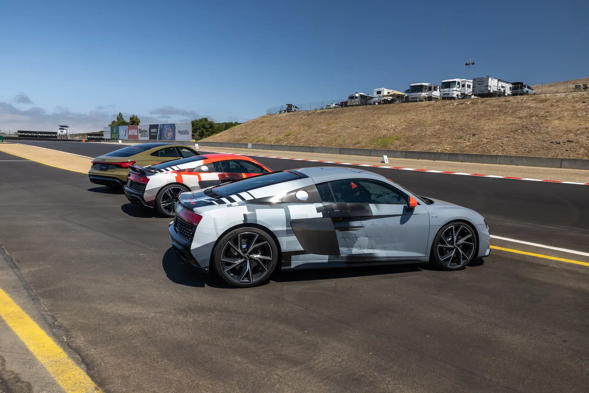 Frank Lamberty sketching Audi R8 design on napkin at Laguna Seca