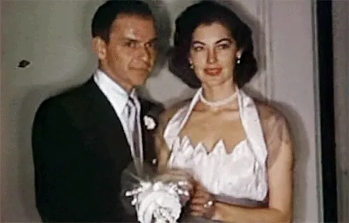 Frank Sinatra and Ava Gardner sharing a celebratory kiss on their wedding day in Philadelphia, November 1951