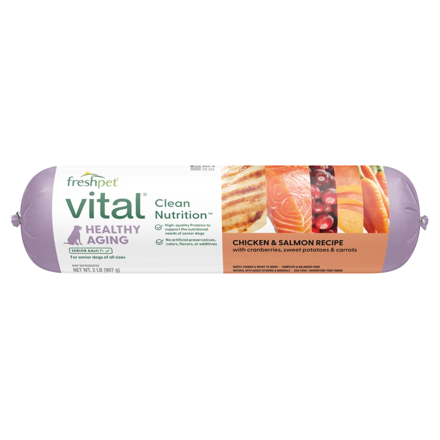 Freshpet Vital Clean Nutrition Healthy Aging Chicken and Salmon Recipe