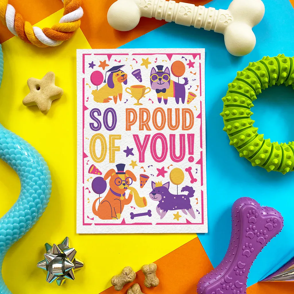 Front view of So Proud edible appreciation card for dogs