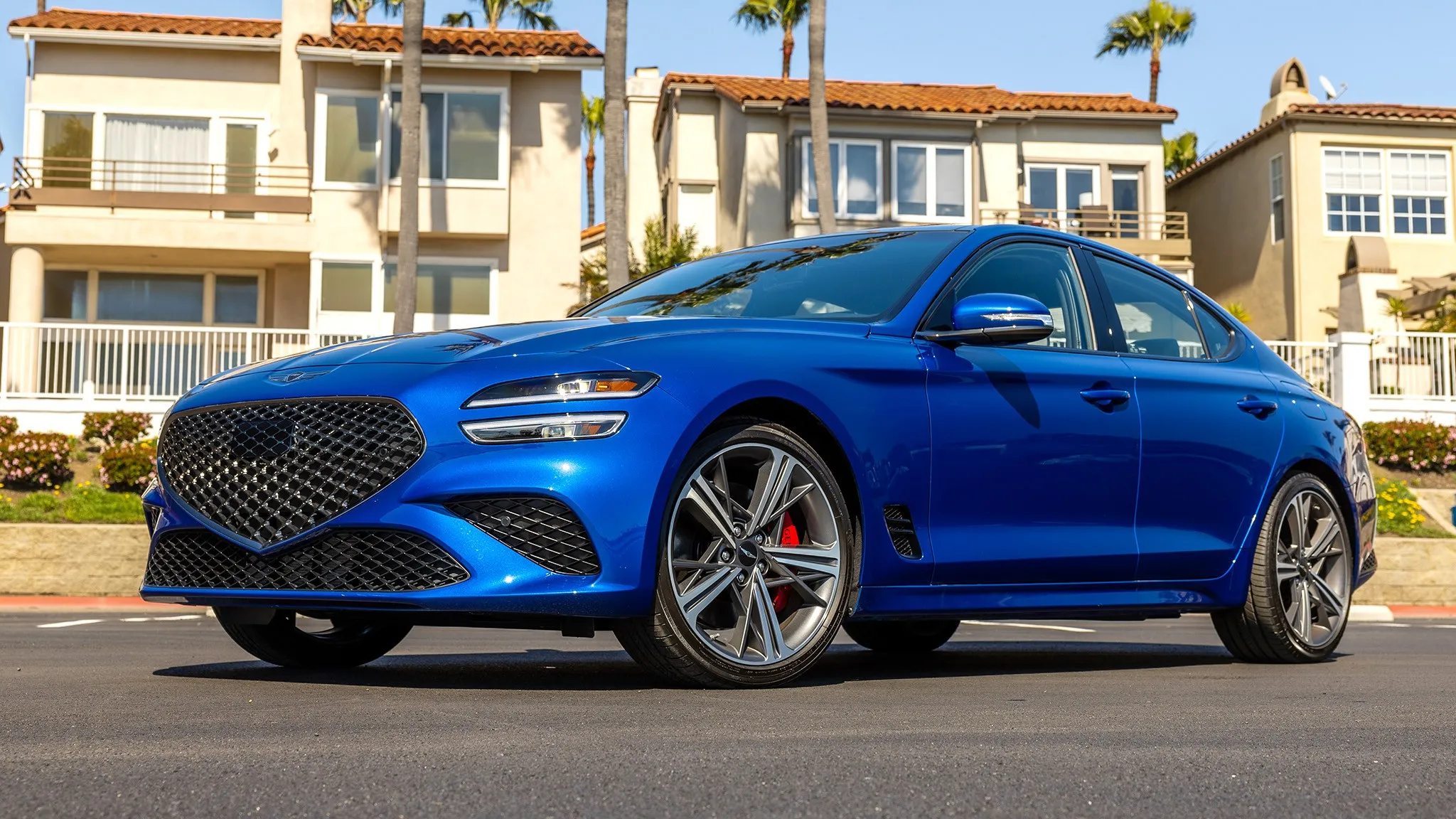 Front view of the 2025 Genesis G70, emphasizing its athletic and sophisticated styling