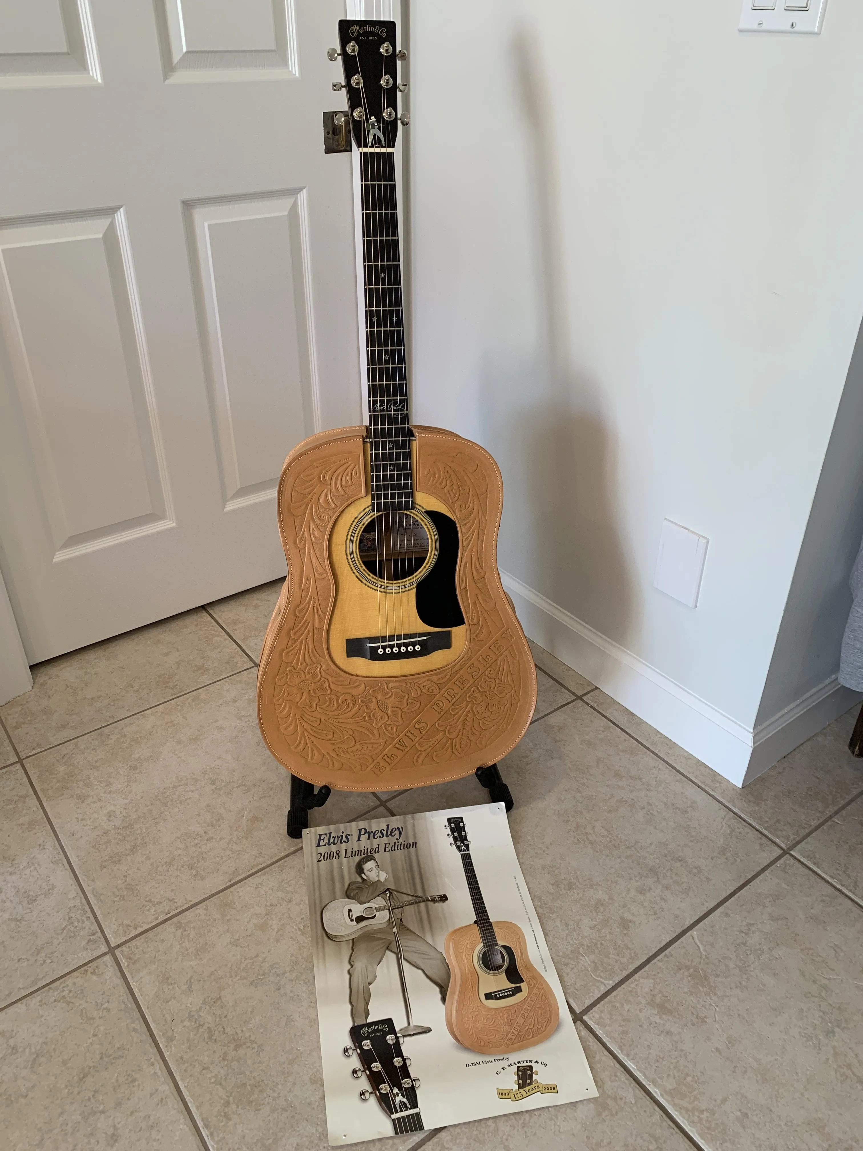 Full view of the Martin D-28 Elvis Presley Commemorative Edition acoustic guitar