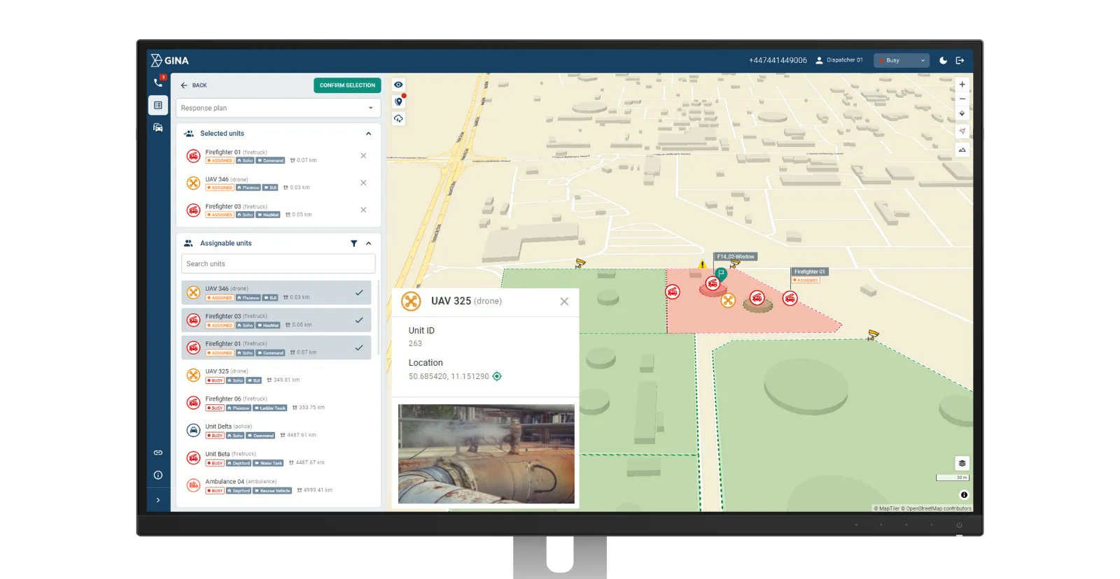 Gina Smart CAD user interface – automated dispatching