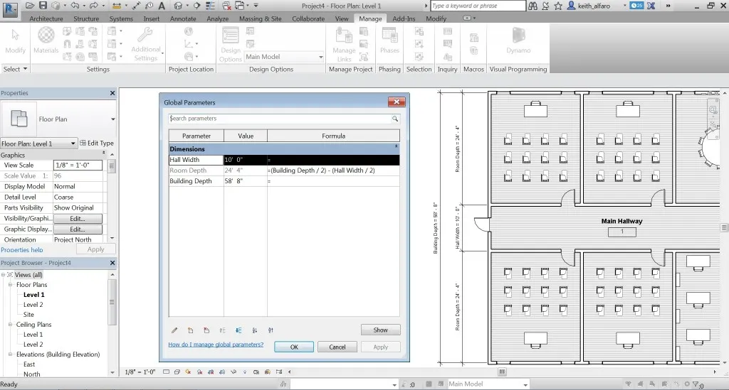 Global Parameters allow embedding design intent in models, driving dimensions and element instance parameters effectively
