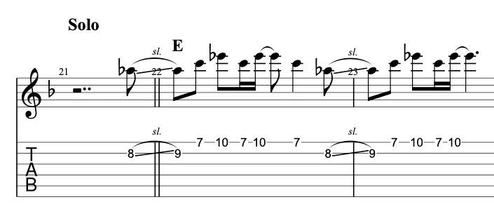 Guitar tablature for Folsom Prison Blues Solo Lick 1