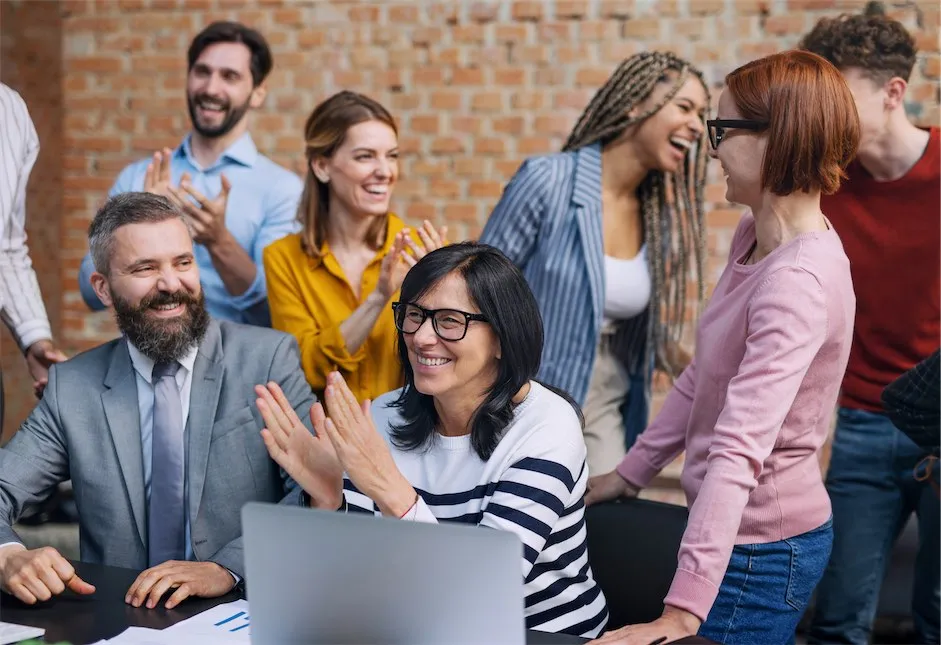 Happy, productive colleagues working together