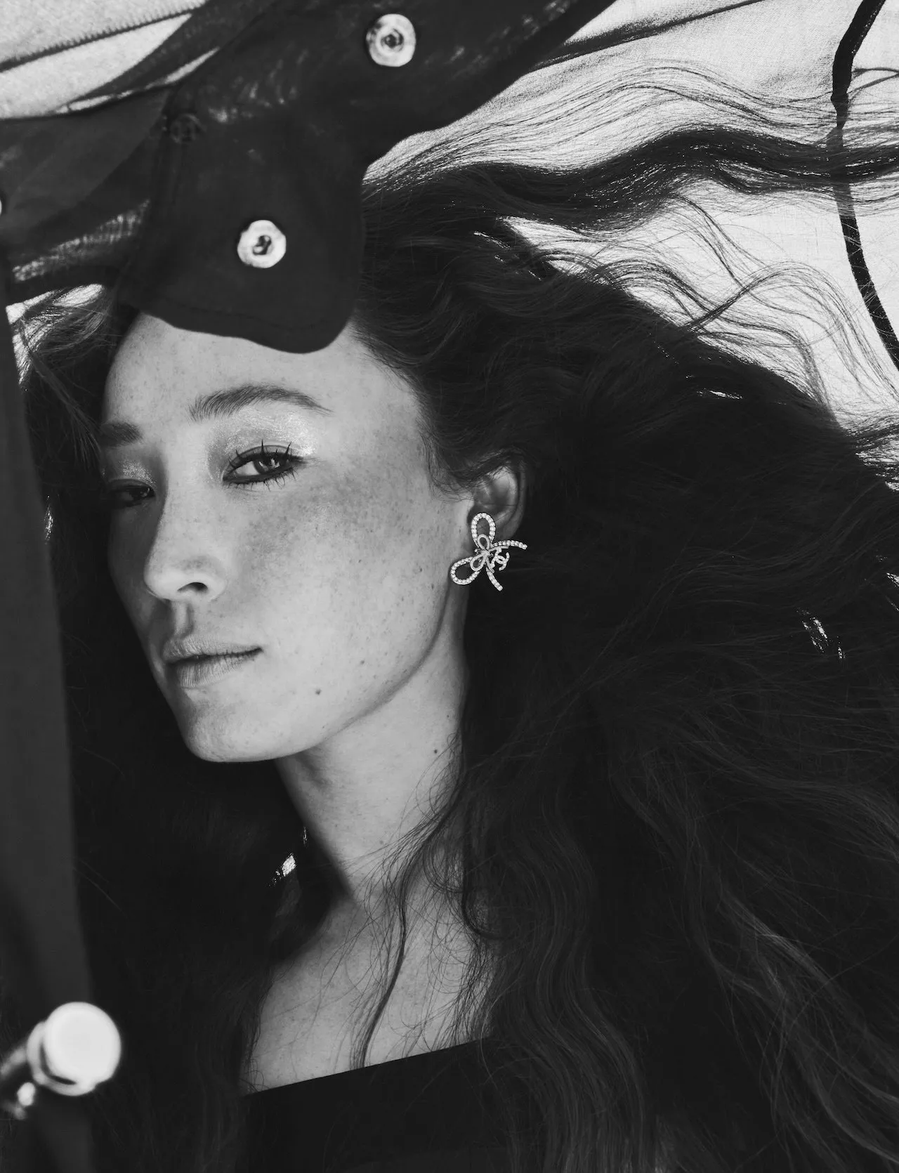 Havana Rose Liu wearing CHANEL dress, top, and earrings for Grazia USA
