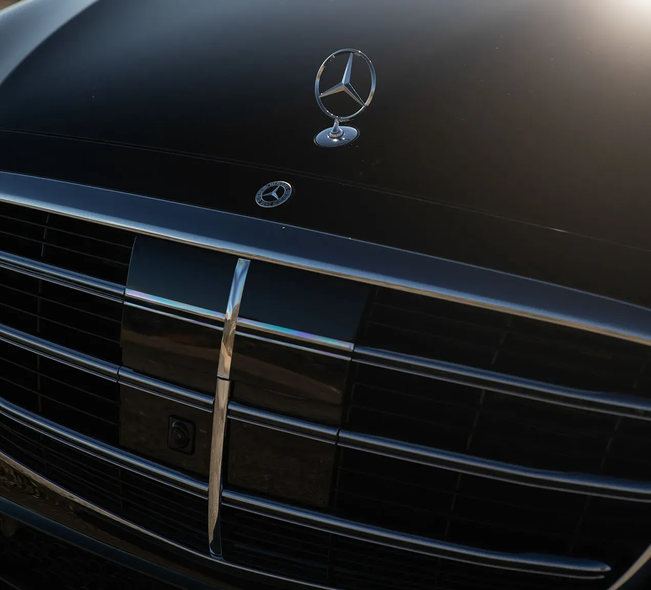 Iconic grille and legendary standup Star on the front of the Mercedes-Benz S-Class Sedan