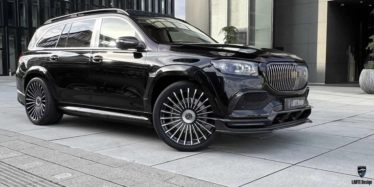 Installation custom body tuning for Mercedes-Maybach GLS 600 4MATIC Х167 M 176 Obsidian Black metallic