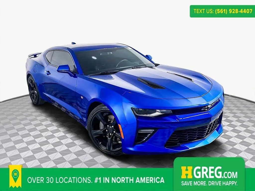 Interior of a Chevrolet Camaro SS showing infotainment system