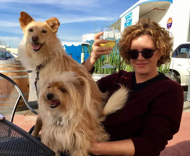 Jean with Brian (front) and friend's dog, Turtle