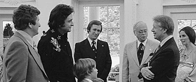 Jimmy Carter with Johnny Cash and family, June 14, 1977