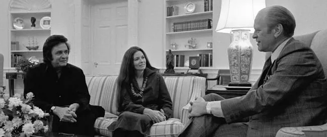 Johnny Cash and June Carter Cash with President Gerald R. Ford at the White House, November 21, 1975