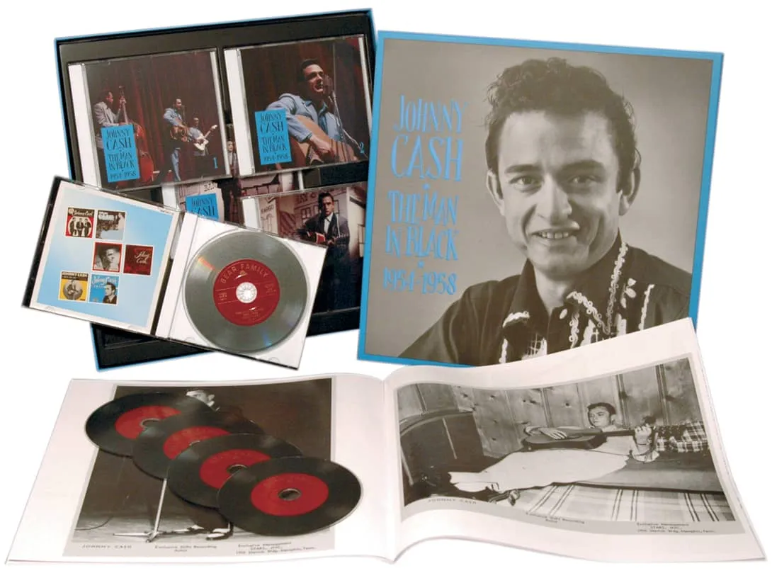 Johnny Cash recording at Sun Studios, highlighting the raw and authentic atmosphere of his early recordings