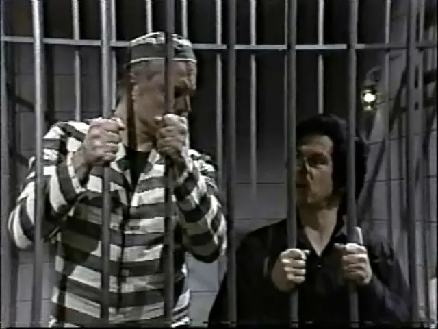 Johnny Cash's younger self (Tik) acting out a scene during the cold opening
