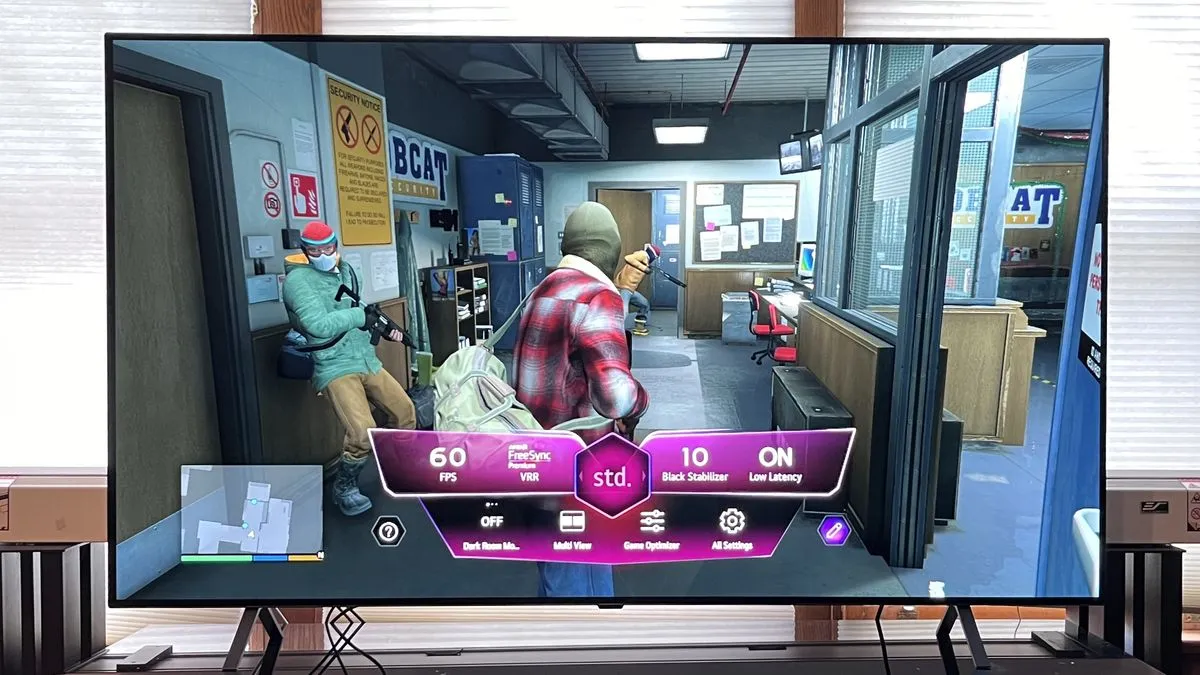 LG B4 OLED TV displaying its game bar menu, ready for customization.