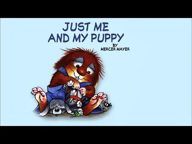 Little Critter walking his puppy on a leash