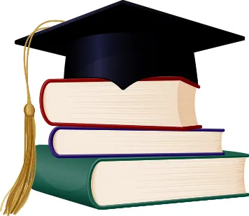 Logo for Basset Hound University, showing a Basset Hound reading a book