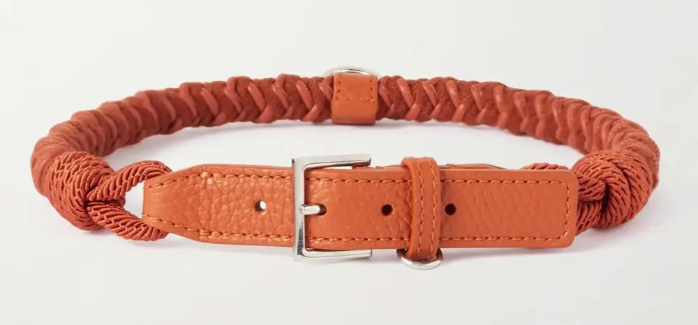 Loro Piana woven cord and leather dog collar for large breeds