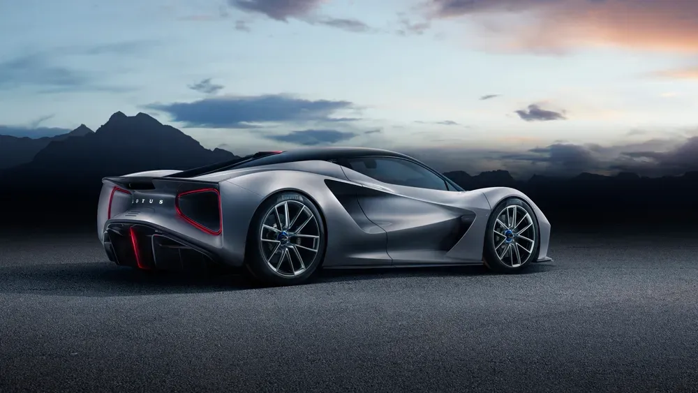 Lotus Evija hypercar emphasizing its lightweight EV architecture