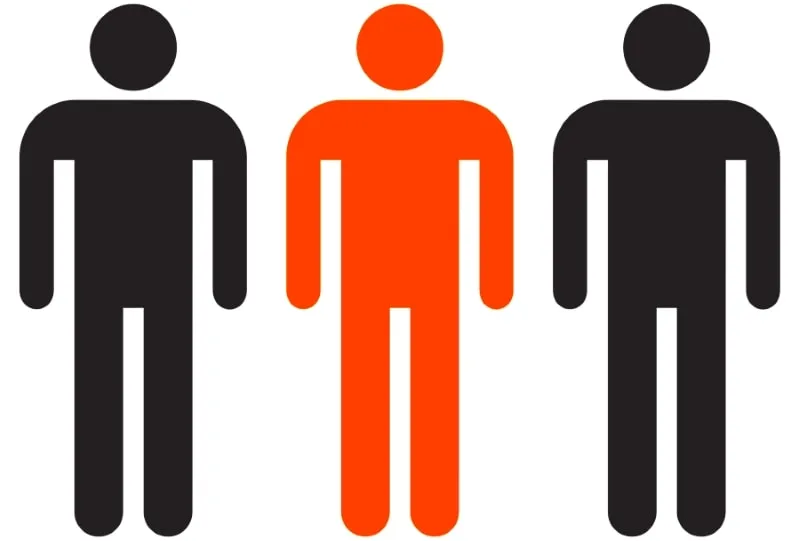 Middleman represented by male symbols, contrasting direct vs. reseller purchase