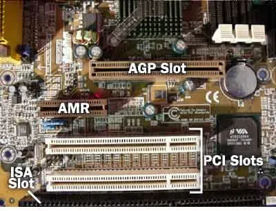 Motherboard slots for memory and expansion cards