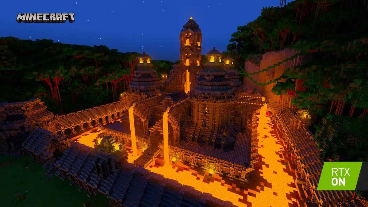 New to Minecraft RTX are emmissive properties for some blocks, like the lava shown here.