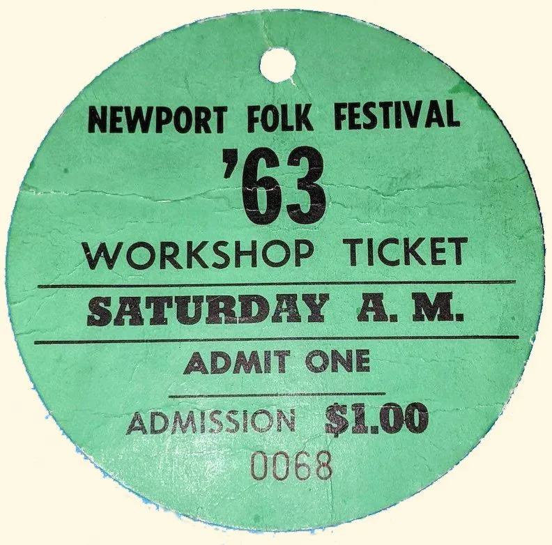 Newport Folk Festival 1963 Bob Dylan ticket