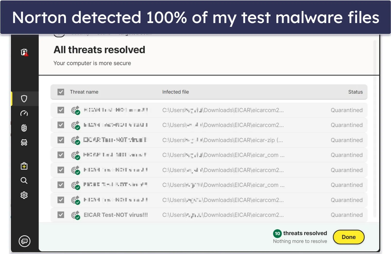Norton detection rate