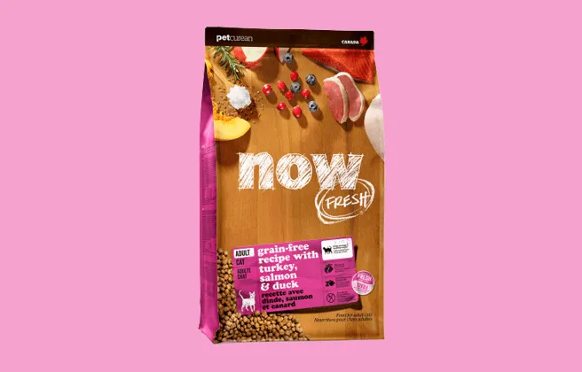 Now Fresh Turkey, Salmon & Duck Grain Free Recipe for Adult Cats packaging
