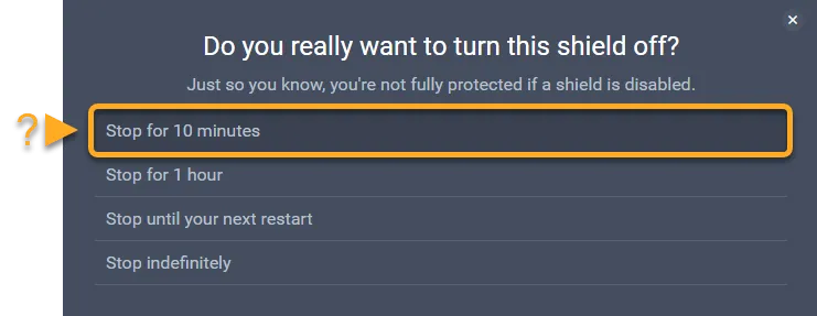Options to select how long a component remains disabled