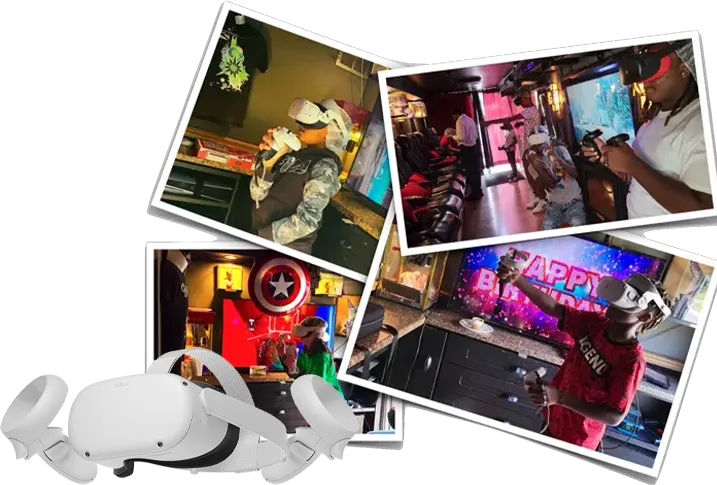 Party of Five virtual reality (VR) game bus rental and gaming bus party in Metro Atlanta