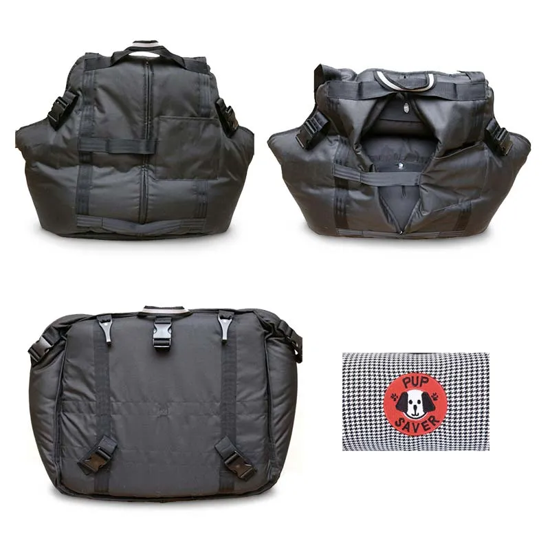 PupSaver car safety seat back detail with fabric swatch