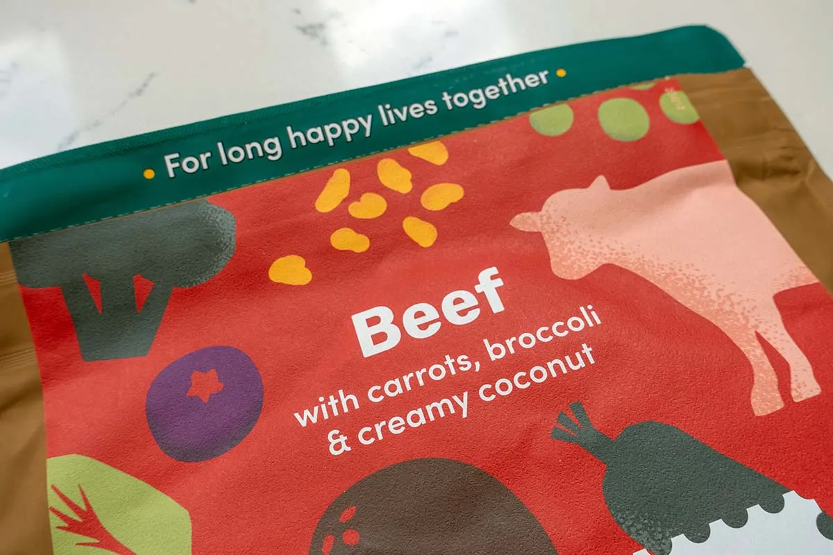 Purepet dog food beef recipe in a bowl