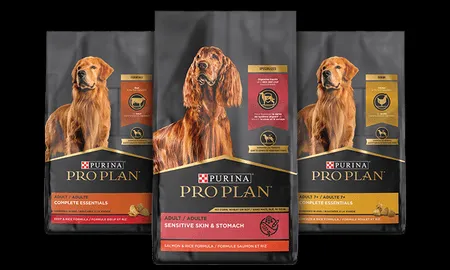Purina Pro Plan Dog Food brand logo and packaging