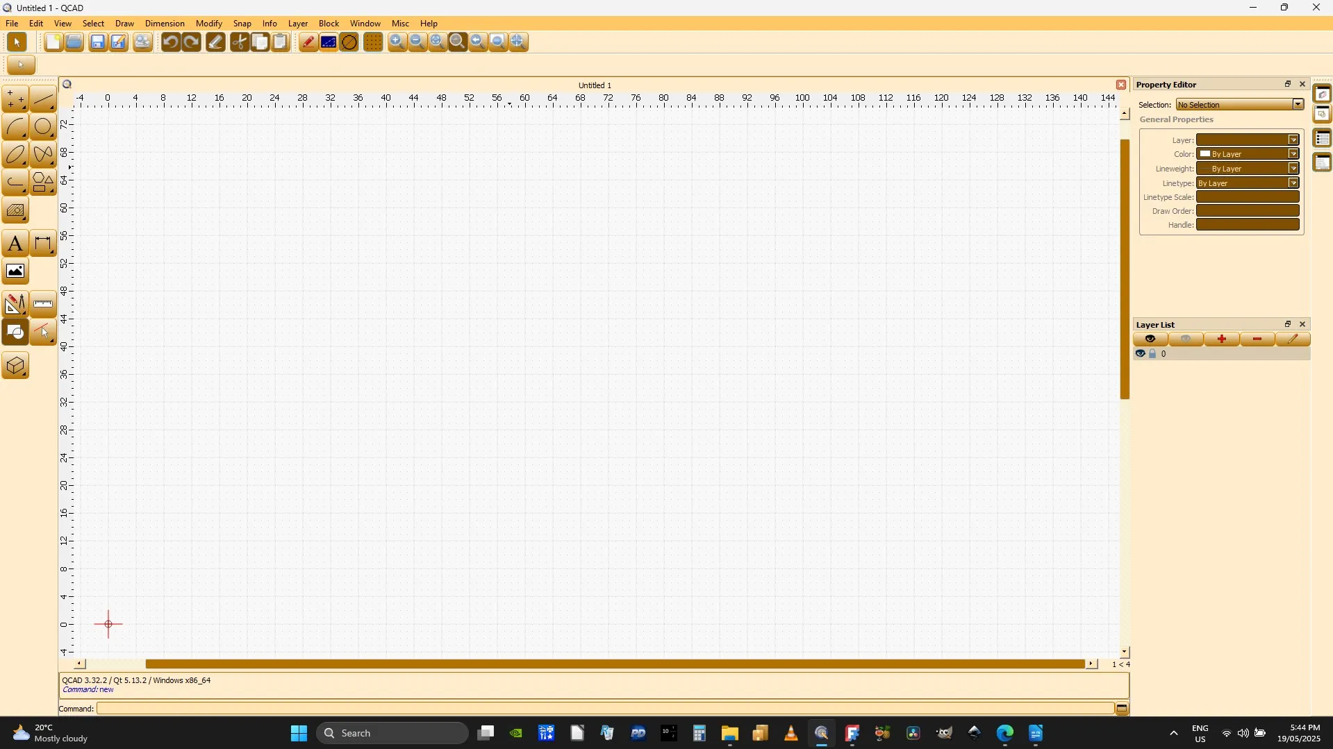 QCAD Pro interface displaying a precise 2D drawing of mechanical parts, highlighting custom color scheme