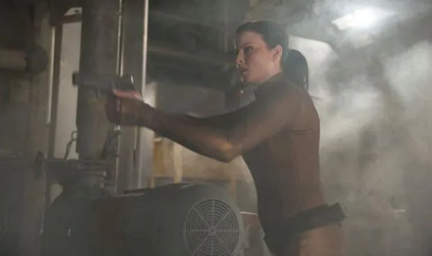 Rachel Nichols in a striking pose, possibly from a photoshoot or film still