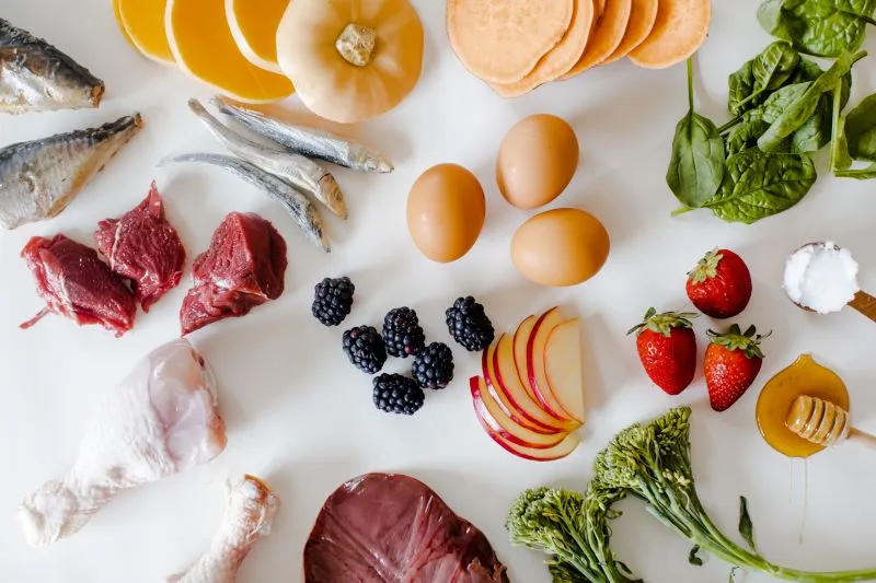 Raw foods - meat, vegetable, fruits, eggs - Raw Dog Food for Beginners