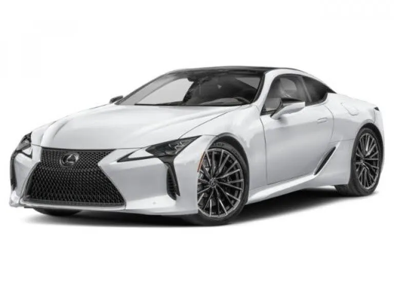 Rear-side profile of the luxurious Lexus LC 500, showcasing its distinctive lines.