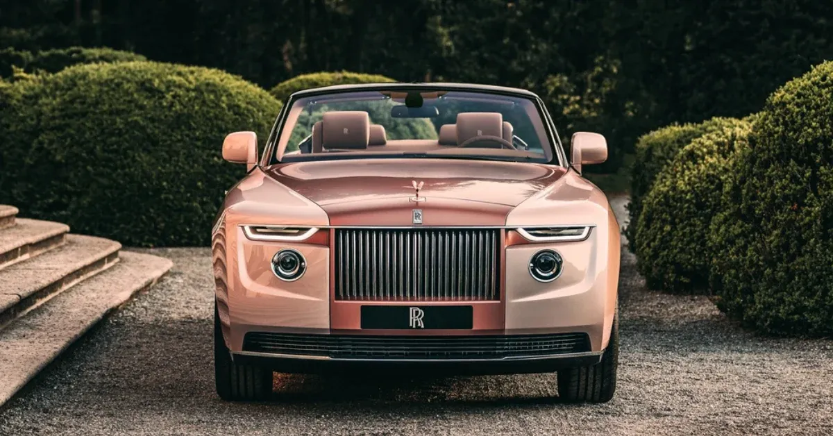 Rear view of the Rolls-Royce Boat Tail revealing its yacht-inspired deck and bespoke picnic suite