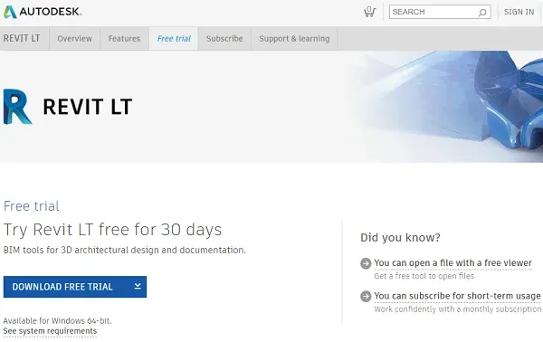 Revit LT download button