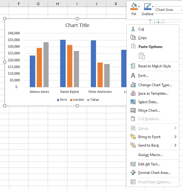 Right-Click on Chart Area
