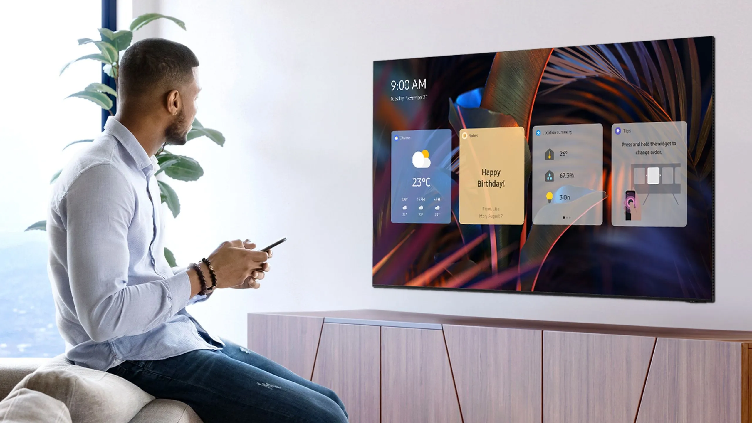 Samsung Smart TV running Tizen OS at CES 2024.