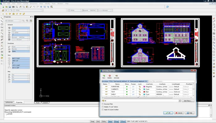 Screenshot of DraftSight software interface, an AutoCAD alternative