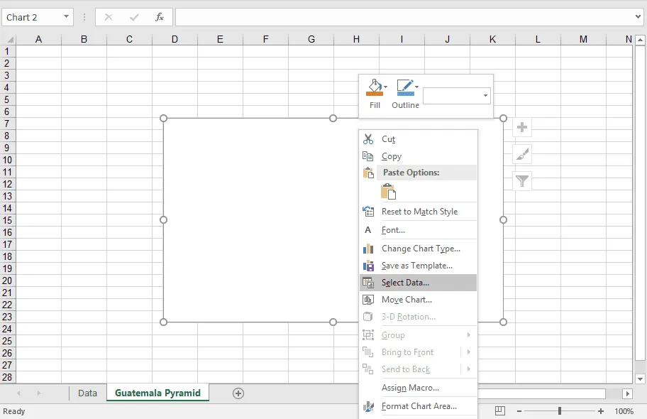 Selecting data for the chart