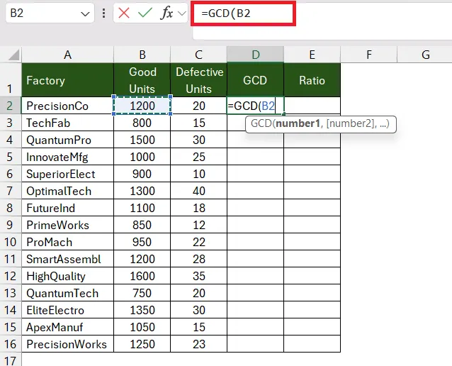 Selecting first number B2