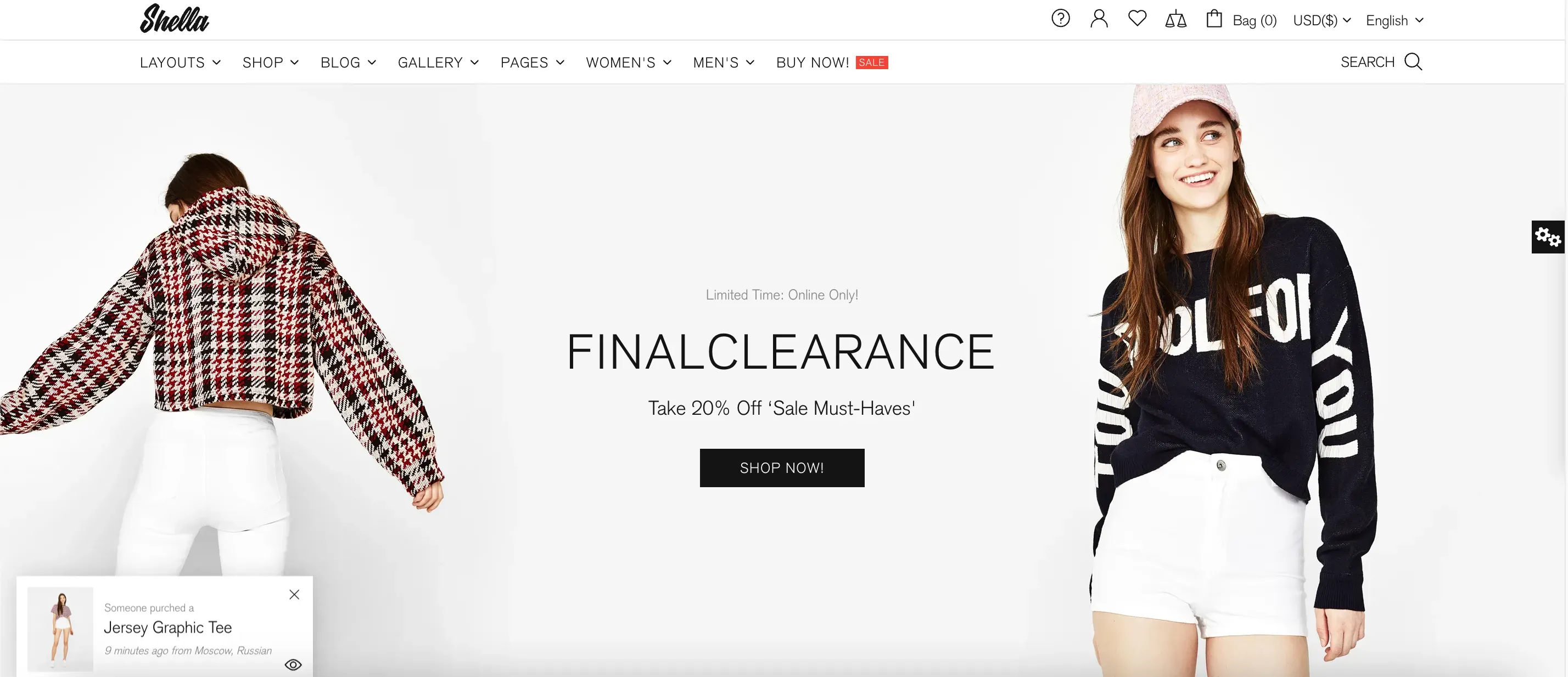 Shella Shopify theme landing page