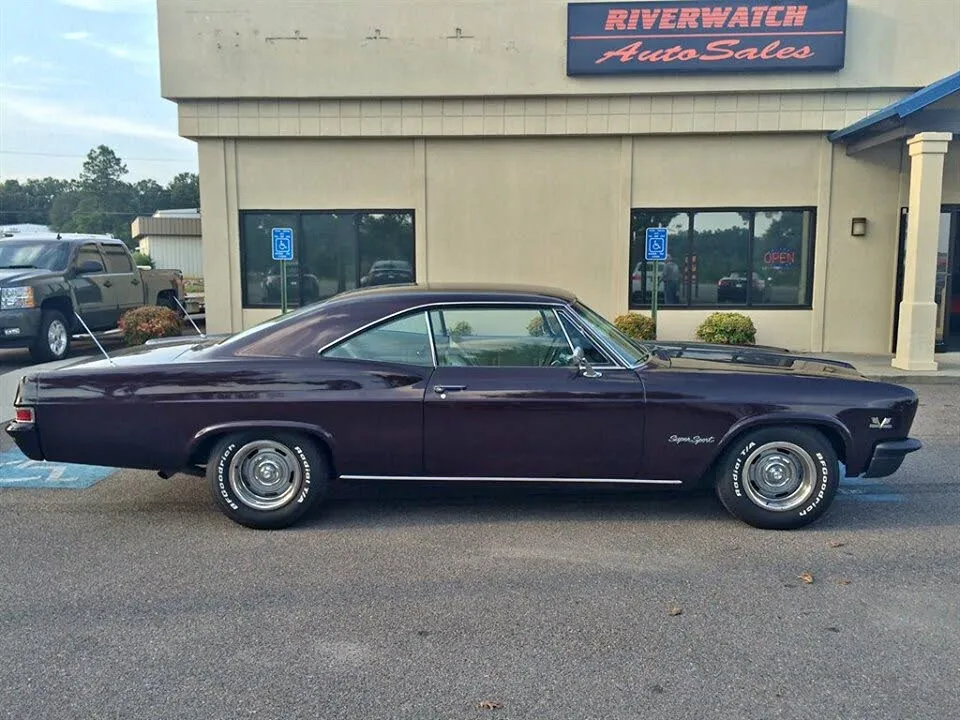 Side view of a blue 1966 Chevrolet Impala SS 396
